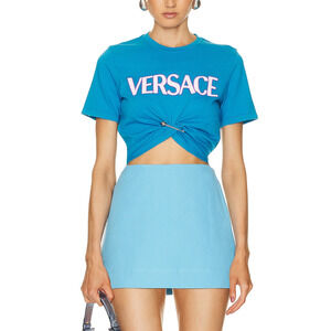 Versace Jersey Blue Cotton T-Shirt Size 40